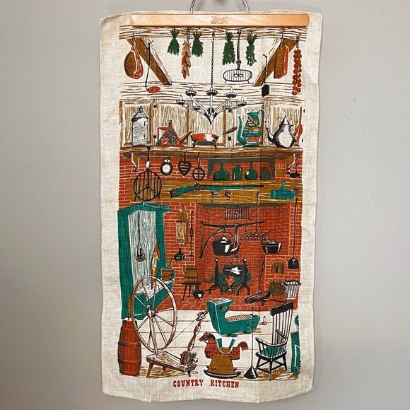 Vintage Country Kitchen Linen Dishtowel Hand Towel 1970’s - Picture 1 of 12